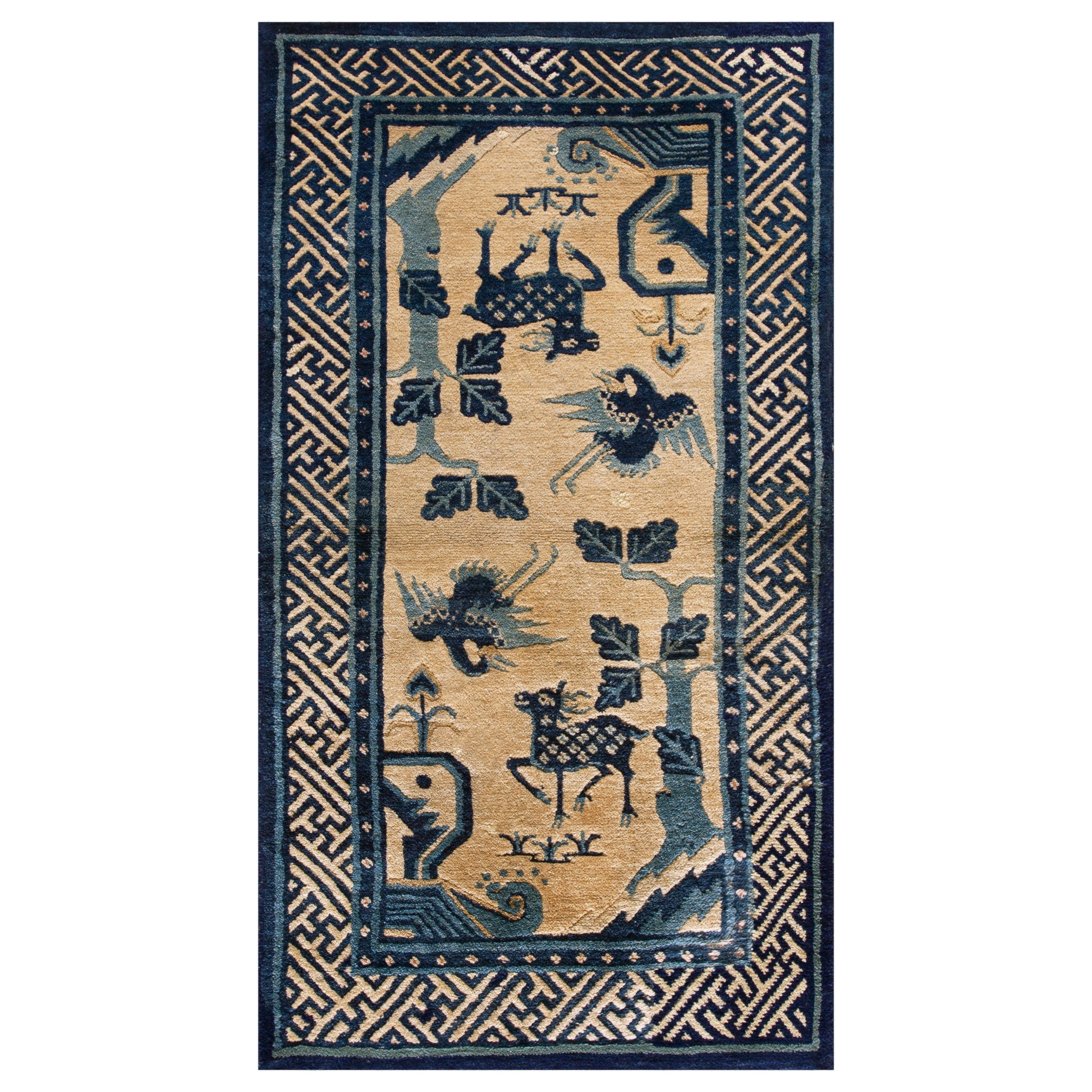 1920s Chinese BaoTou Rug ( 2'2'' X 4'3" - 66 x 130 cm ) For Sale