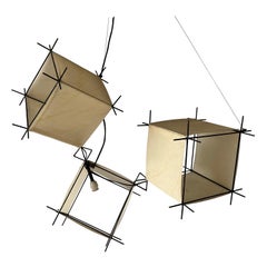 Mid-Century Modern 3 Cubes Design Ceiling Lamp, 1950s, Italy