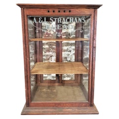 Antique Oak A & L Strachan's Bread Bakery Store Advertising Display Cabinet