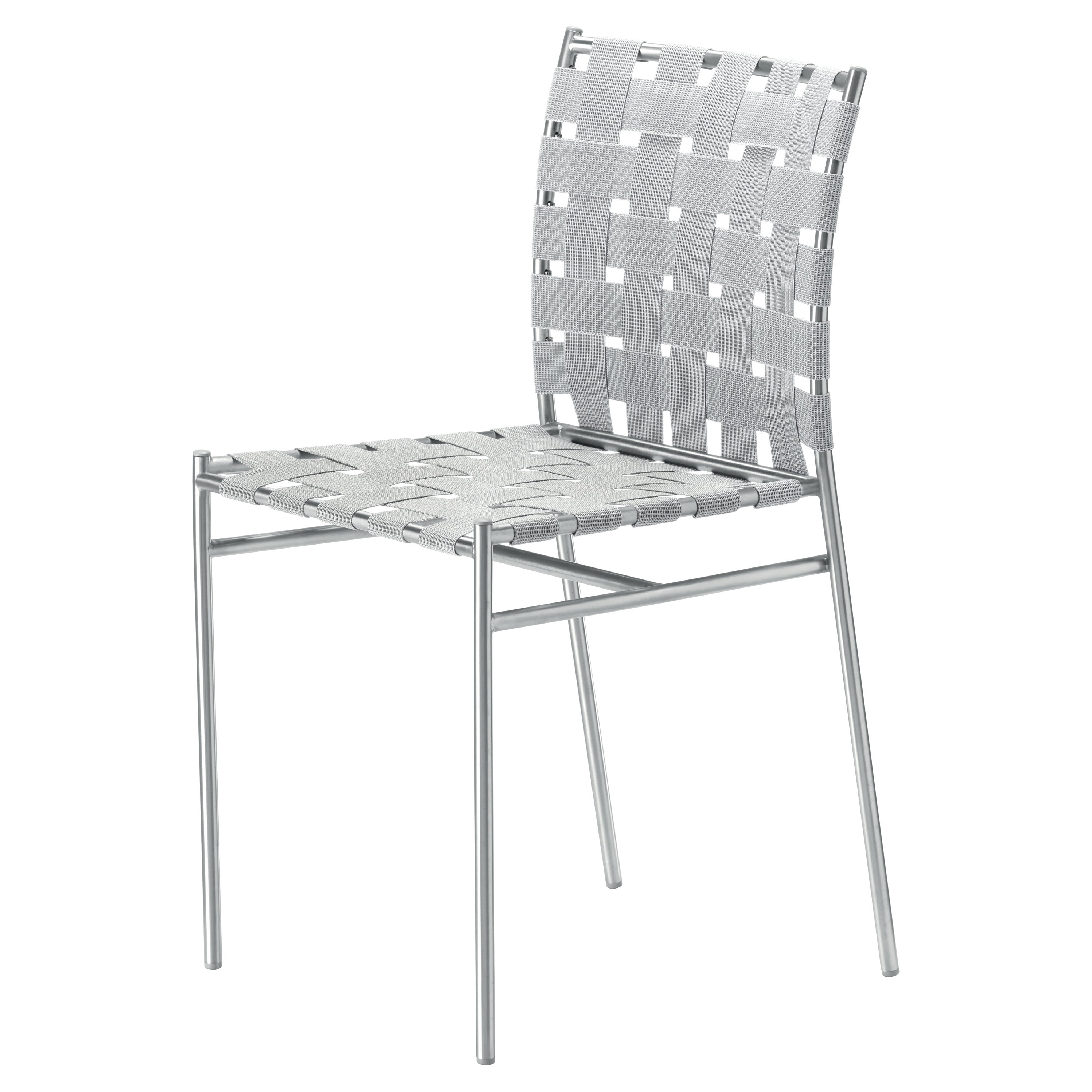 Alias 715 Tagliatelle Outdoor Chair in White Belt Seat and Stainless Steel Frame For Sale