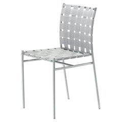 Alias 715 Tagliatelle Outdoor-Stuhl mit weißem Gurtsitz und Gestell aus Edelstahl