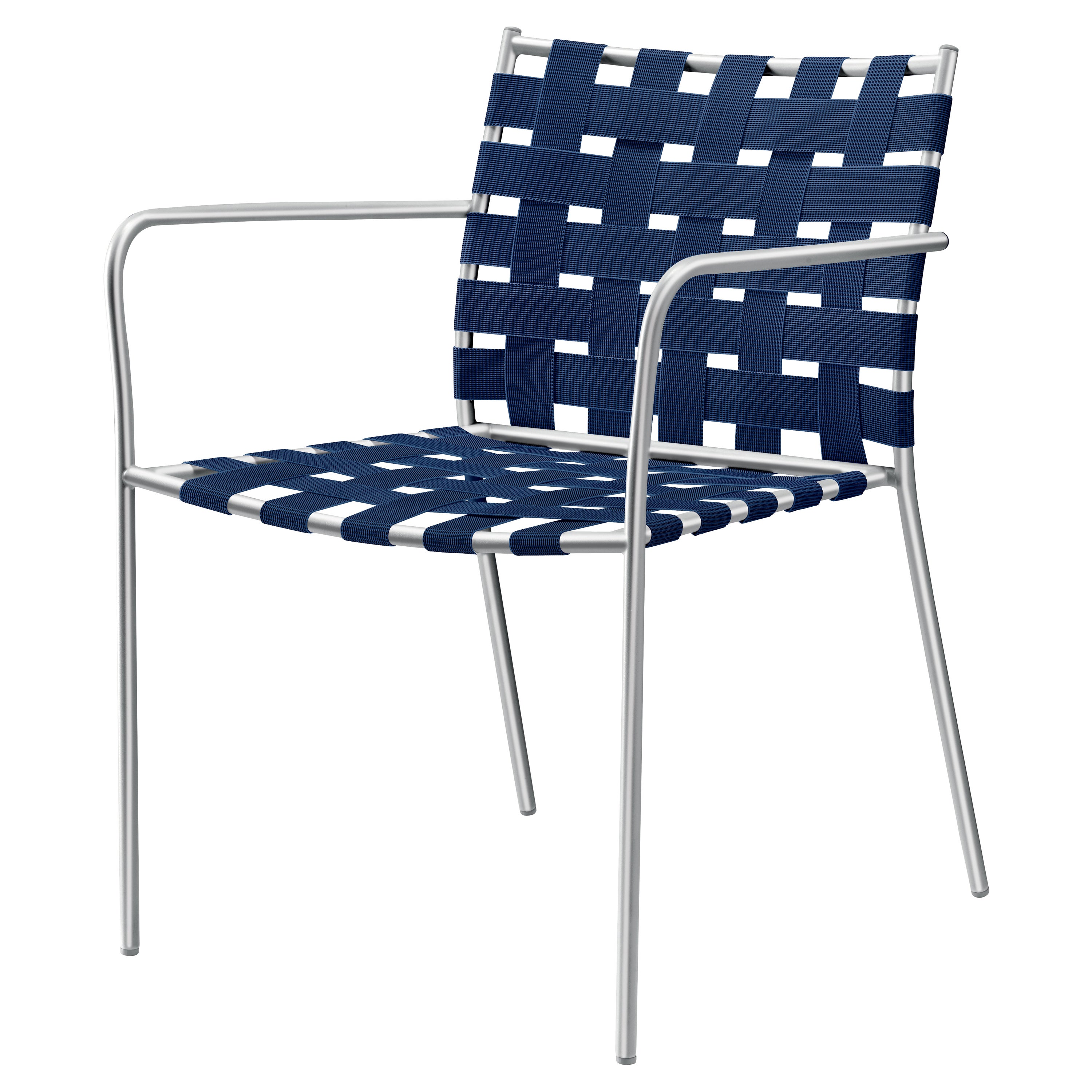 Alias 717 Tagliatelle Outdoor Armchair in Blue Seat with Stainless Steel Frame For Sale