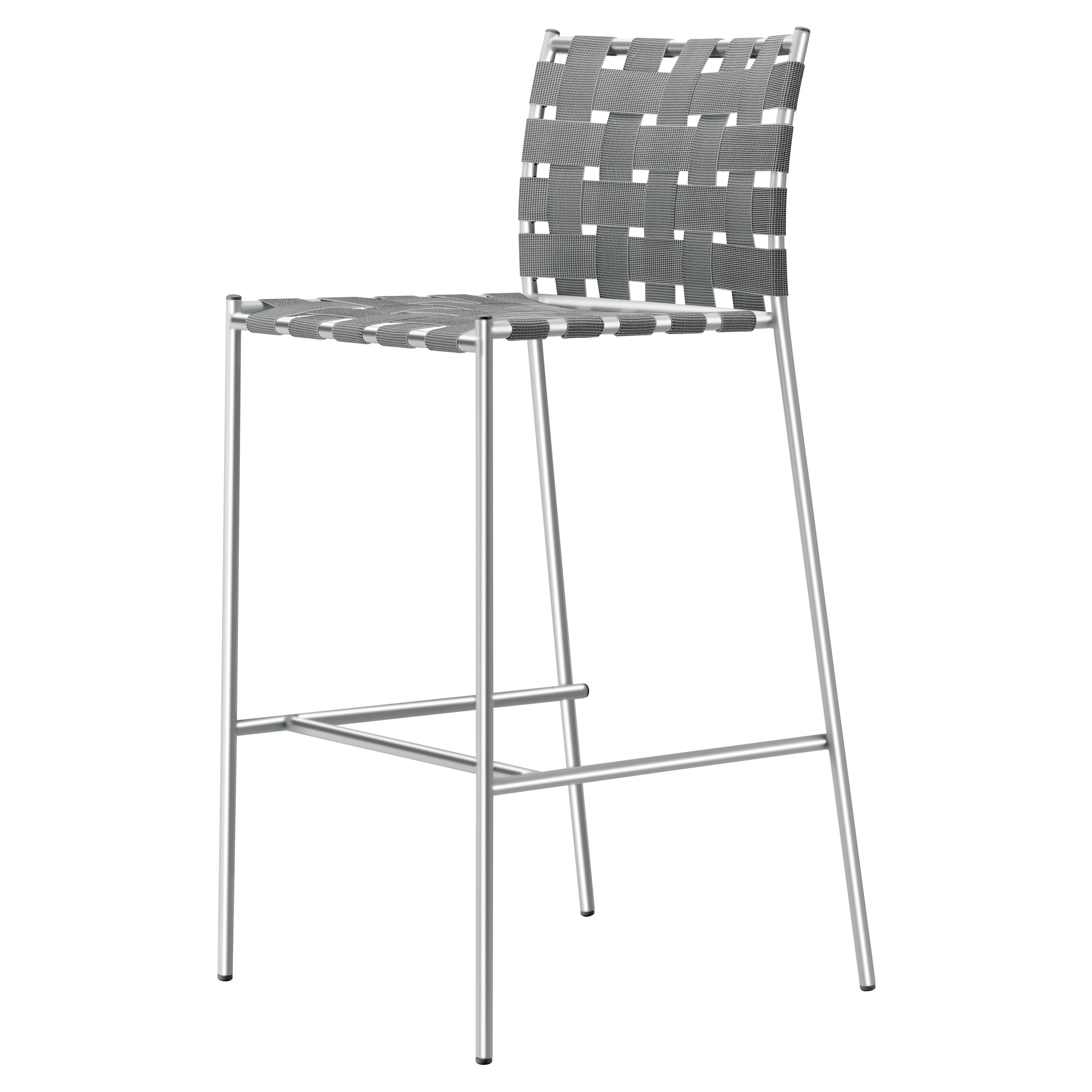 Alias 718 Tagliatelle Outdoor Stool in Grey Seat and Stainless Steel Frame For Sale