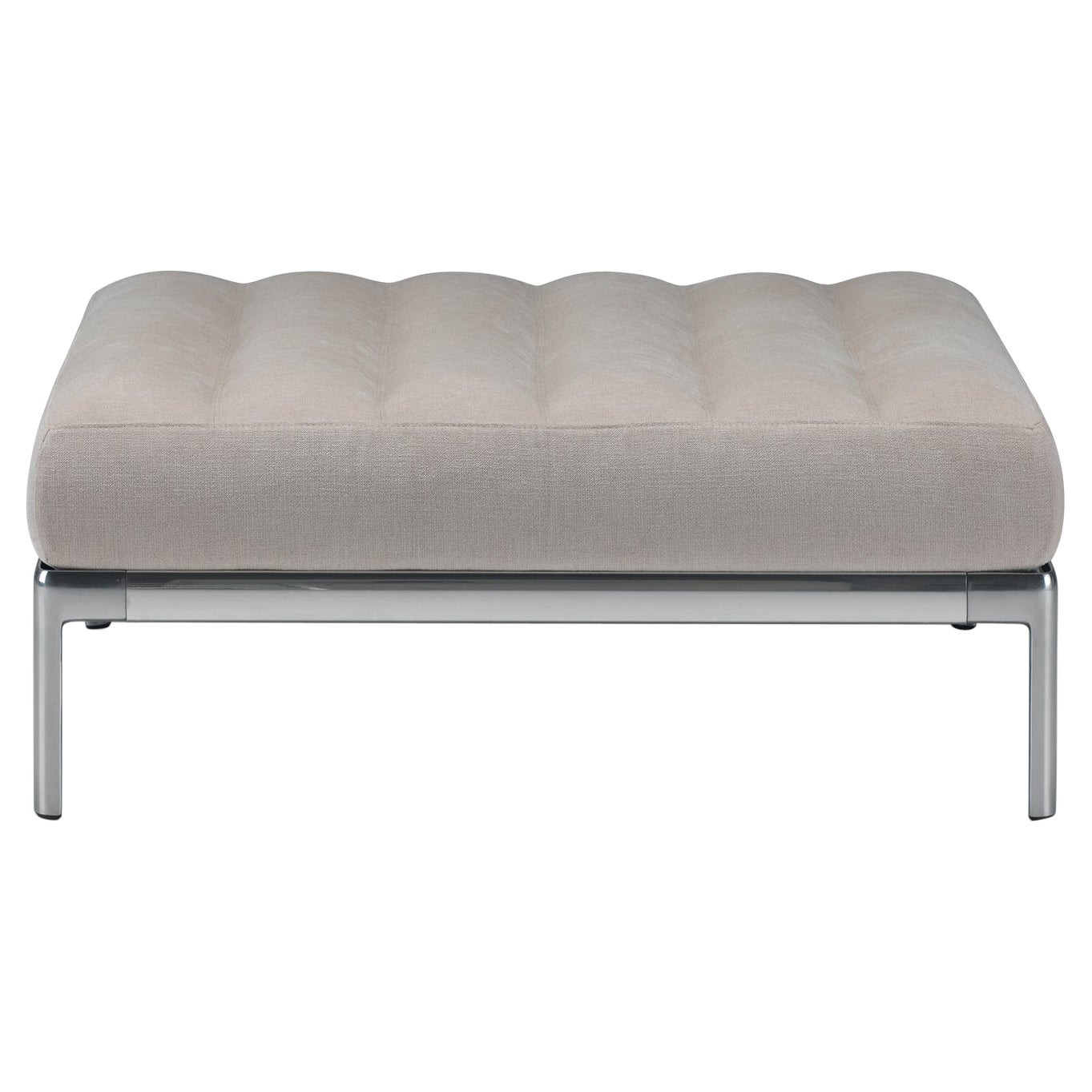 Alias P10 AluZen Pouf 80X95 A in Beige with Polished Aluminum Frame For Sale