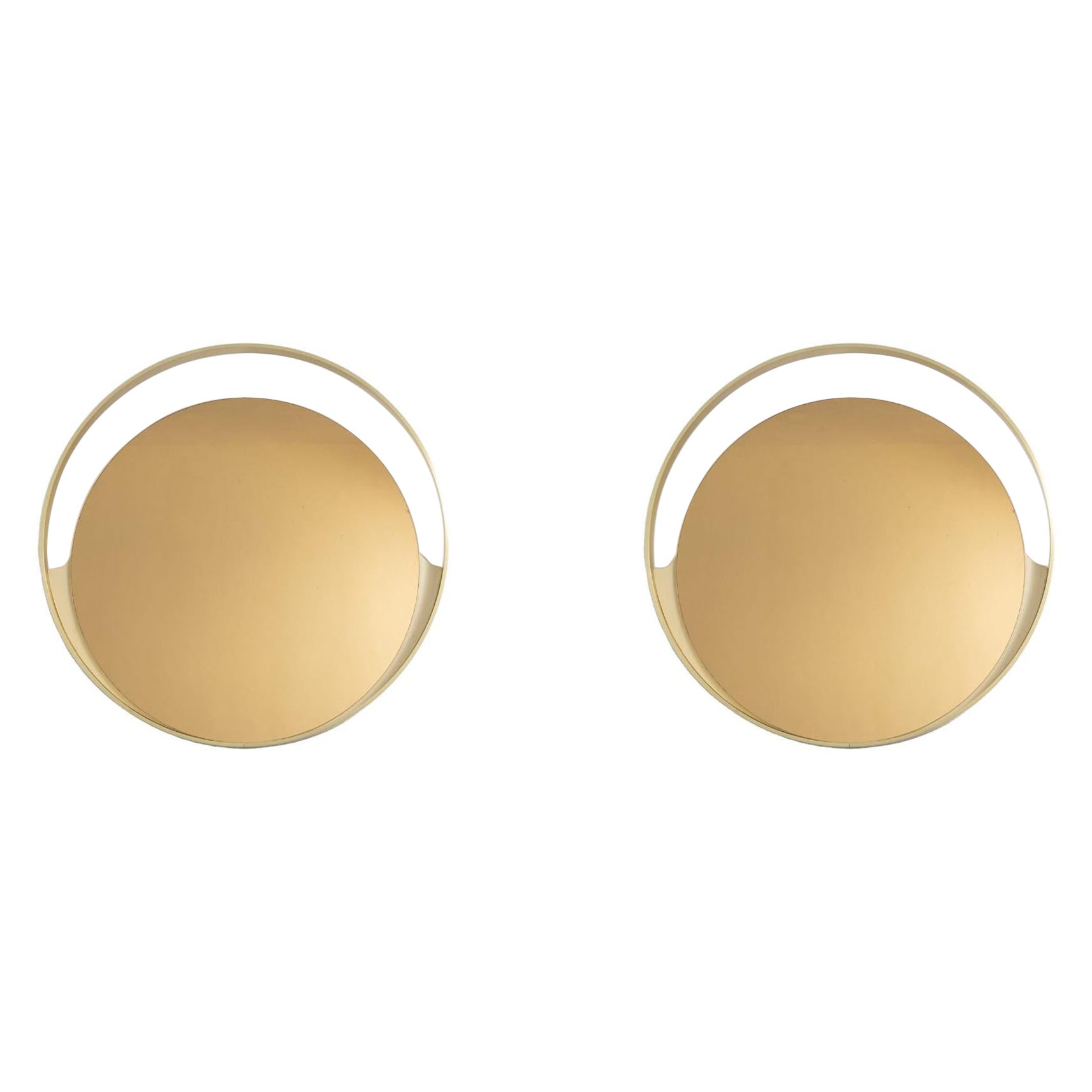 Brass Round Mirror Gold Tinted Glass by Modernindustria, Italy, 1970s For Sale