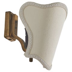 Swedish Designer, Sconce, Brass, Fabric, Sweden, C. 1940s