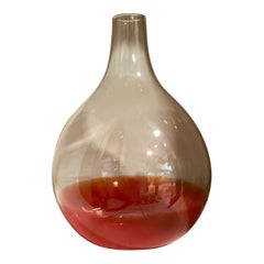 Vintage Vase from 1970s 1980s Transparent and Red Murano Glass by Carlo Moretti 