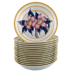 Porcelaine de Paris. "Aurore Tropicale", 15 Deep Porcelain Plates
