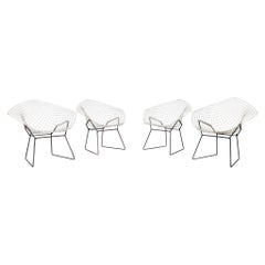 Pair of Four White Harry Bertoia "Diamond Chairs" Produced by Knoll, 1950s