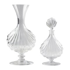 Retro Two Pieces Mid-Century Modern Baccarat Vase and Bottle Shell Shaped Primevere