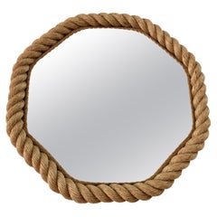 8 Sided Rope Mirror, Audoux & Minet, France 1950-60, Medium