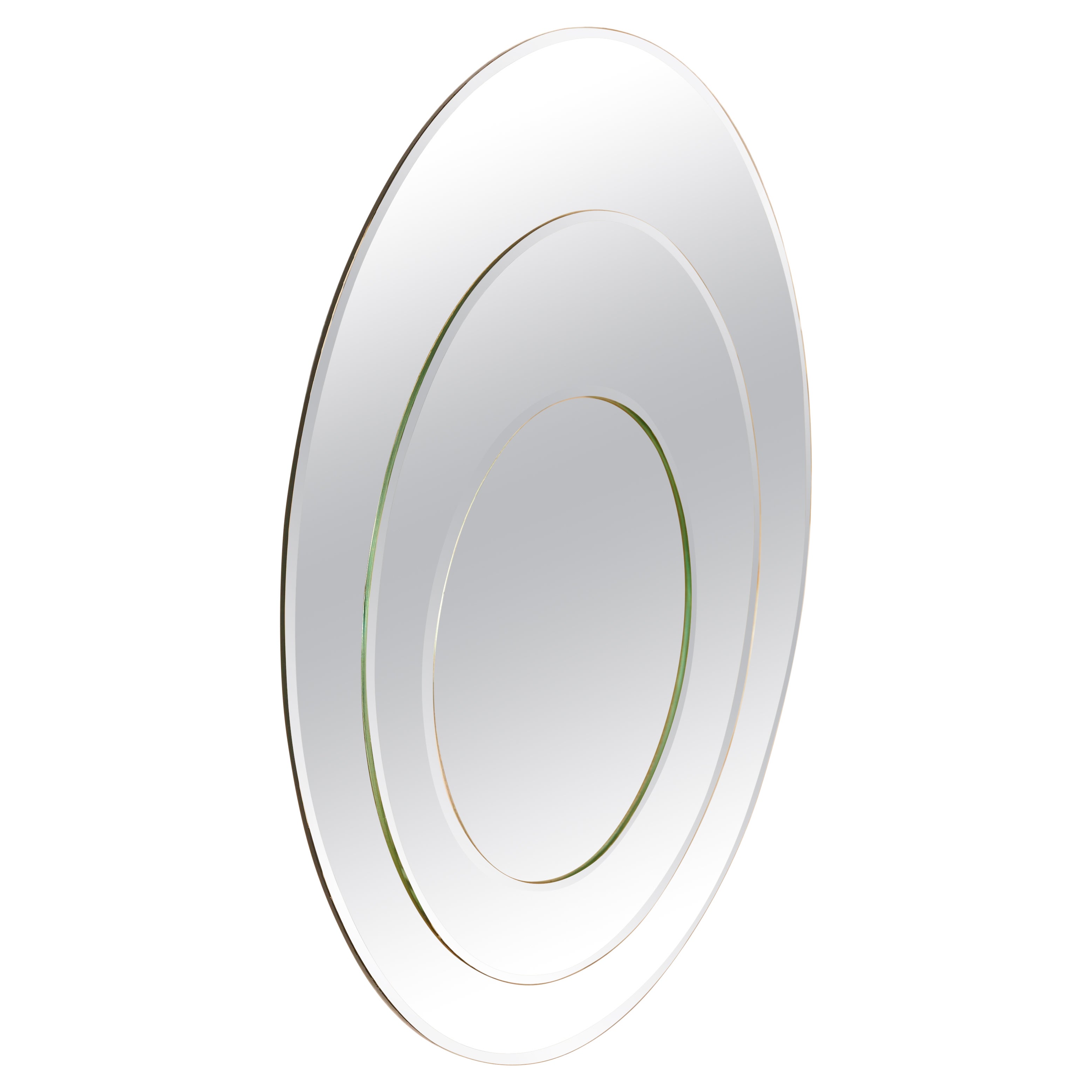 Circular Mirror with Beveled Glass For Sale