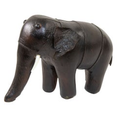Vintage Black Leather Stuffed Elephant Toy