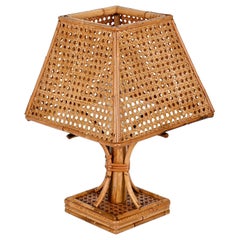 Mid-Century Italian Table Lamp in Wicker and Rattan, 1960s