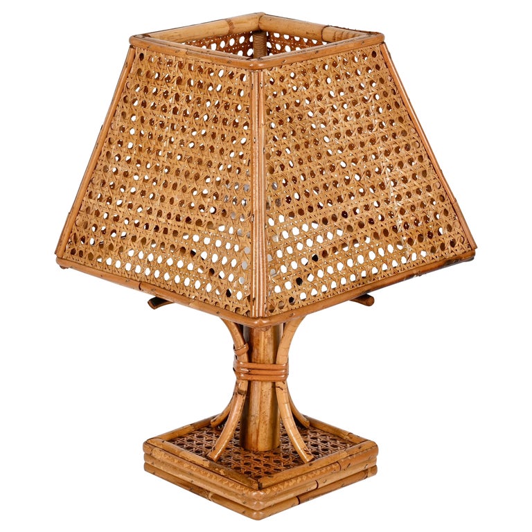 Mid-Century Italian Table Lamp in Wicker and Rattan, 1960s For Sale at  1stDibs