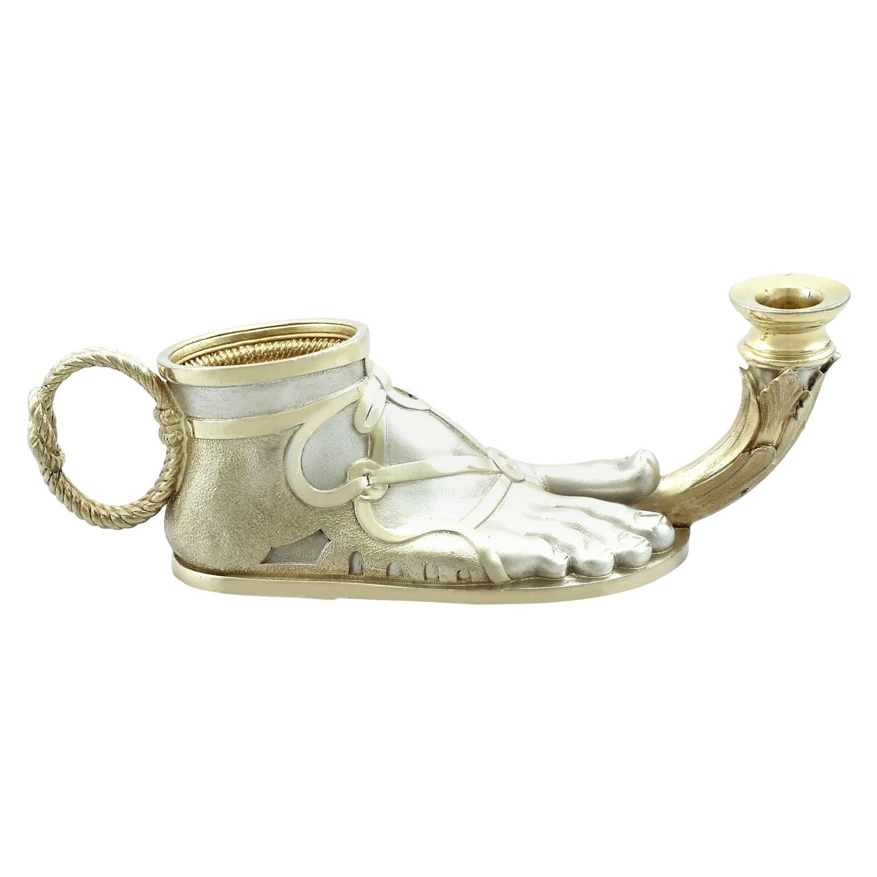 Antique Victorienne en Argent Sterling Parcel Gilt Go-to-bed  Bougeoir en vente
