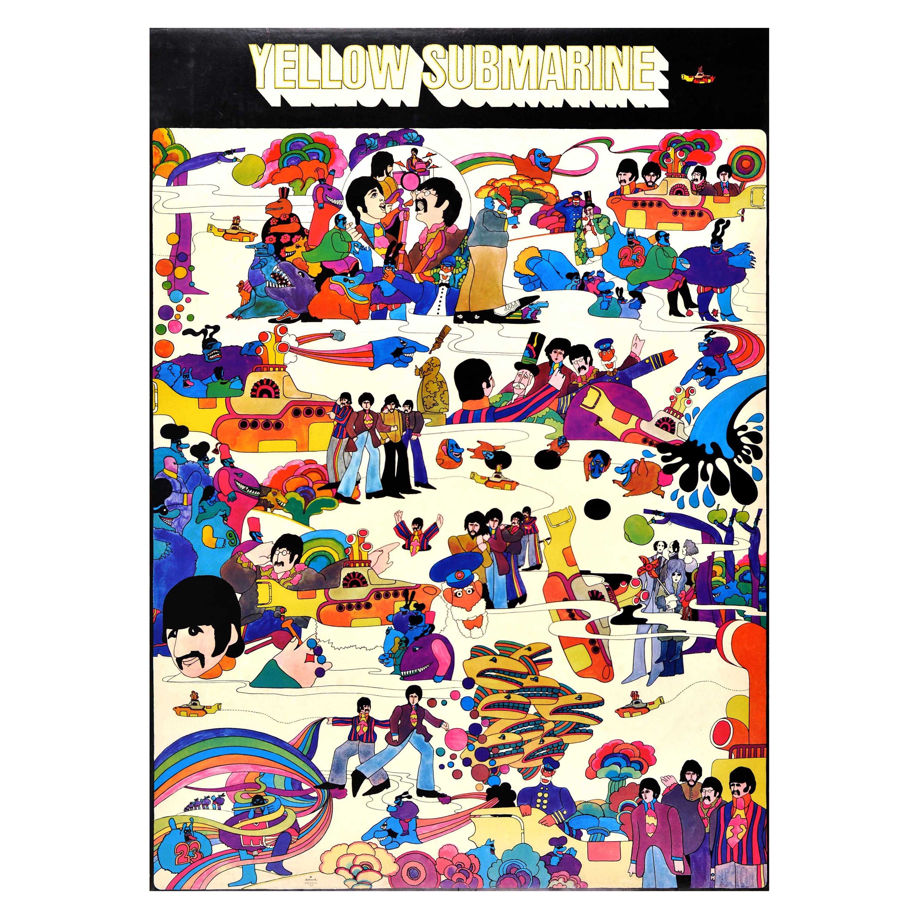 Affiche vintage d'origine Yellow Submarine, Les Beatles Sgt. Pepper, Musique, Film d'art en vente