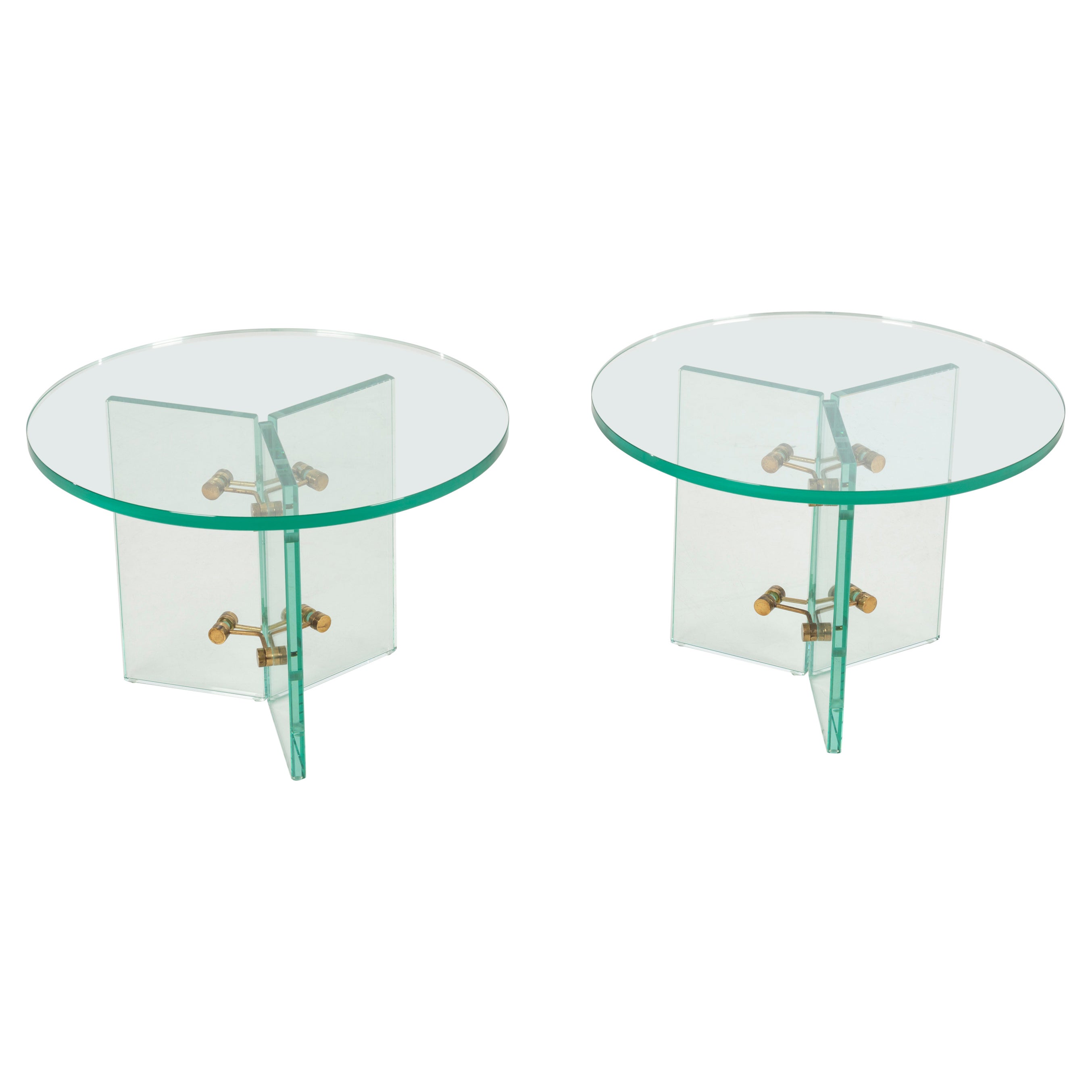 Pair of End Tables in the Style of Fontana Arte For Sale