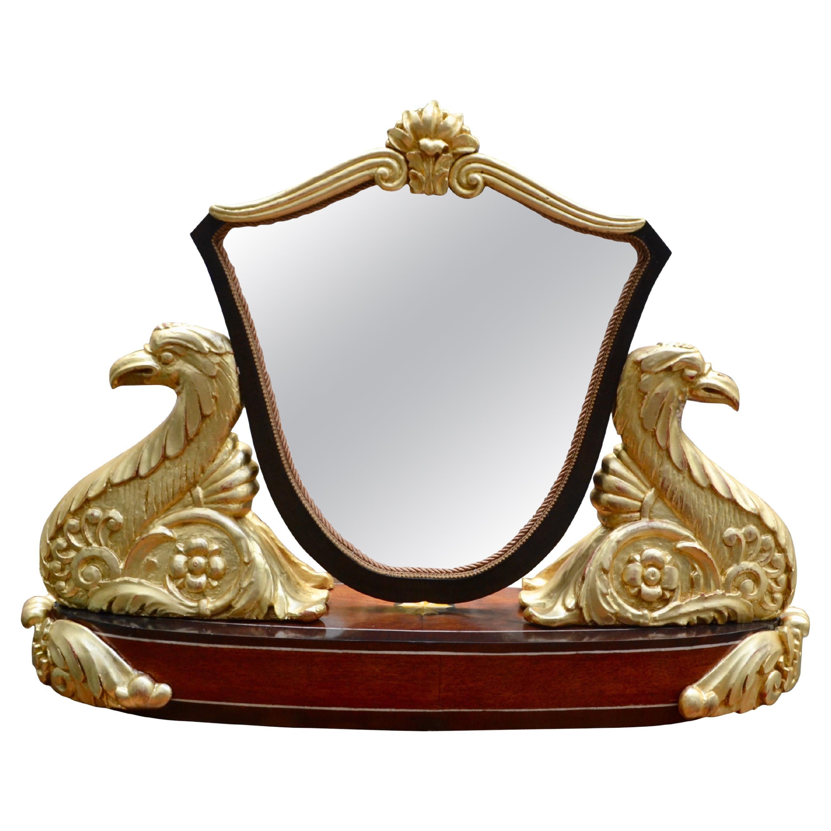 Specchio da tavolo per vanità Biedermeier austriaco d'epoca