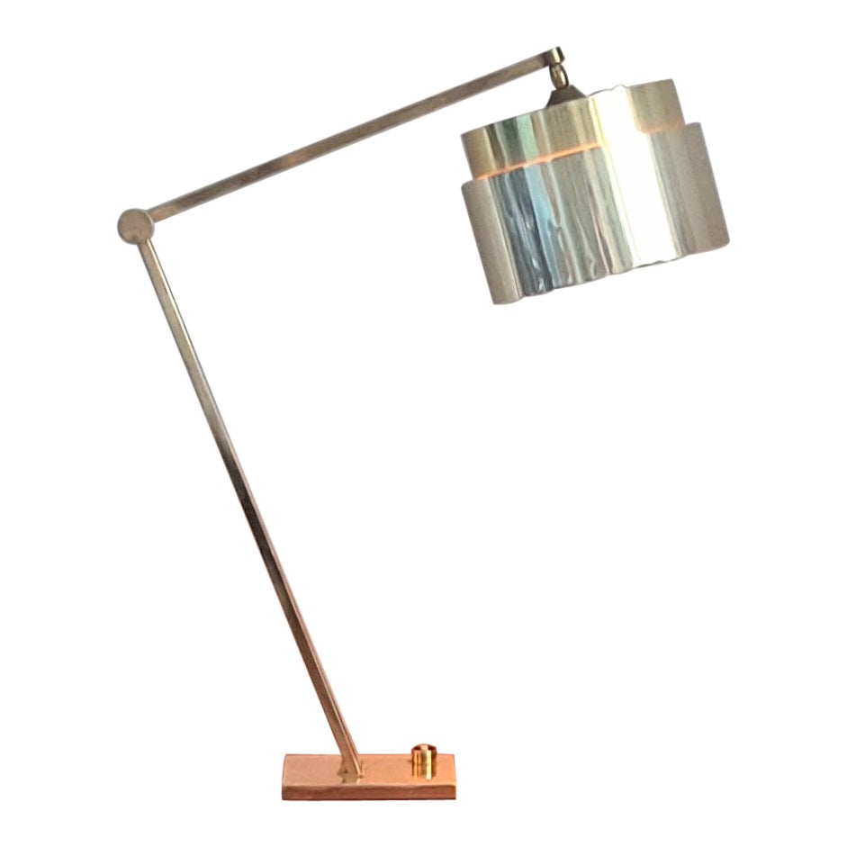 Italian Architectural Desk Brass Lamp For Sale