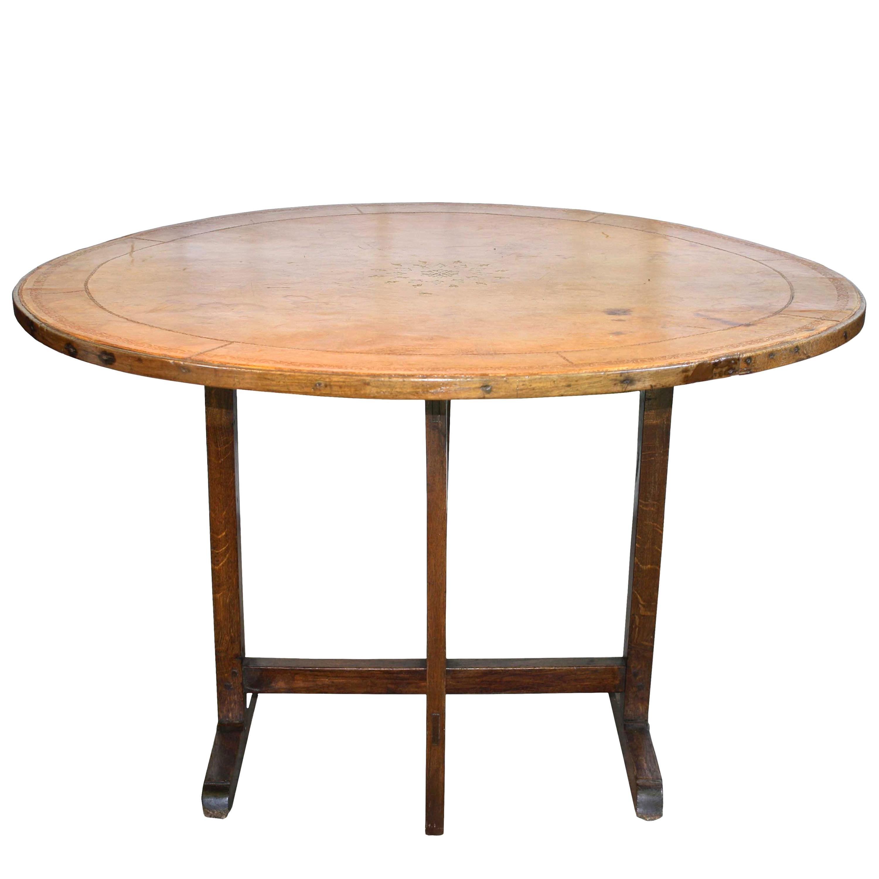 French Leather Top Wine Tasting Table For Sale