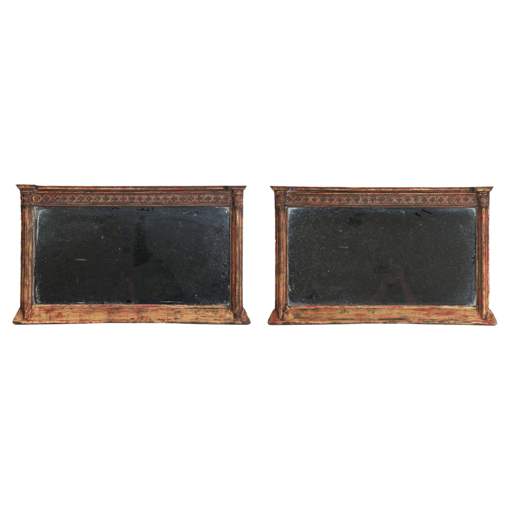 Pair of Neoclassical Style Carved Wood Trumeau, Nineteenth Century For Sale