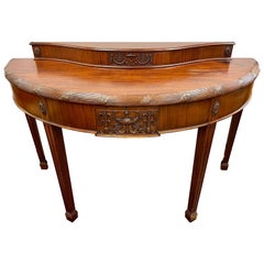 Extra Large English Vintage English Hepplewhite Style Demilune Table