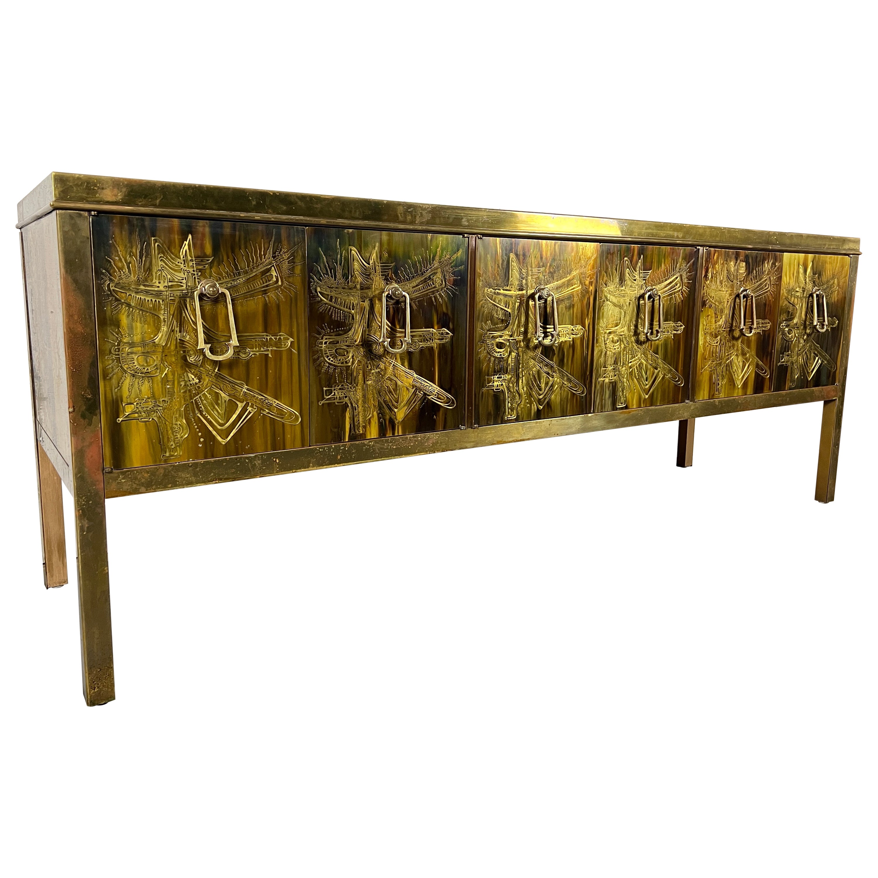 Bernard Rohne for Mastercraft Brass Credenza