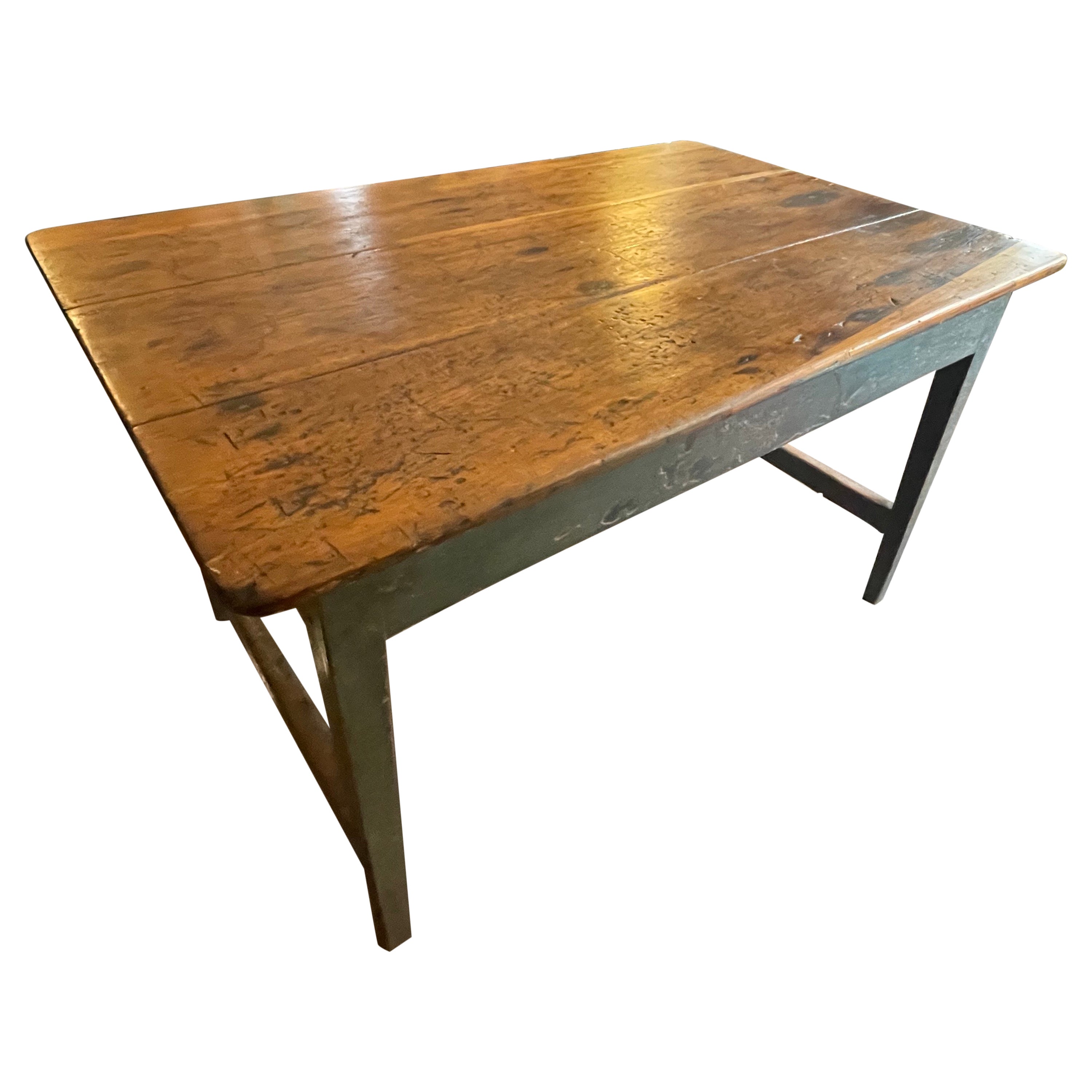 19th Century Pine Table with Painted Base