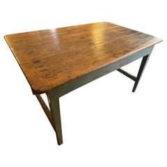 Antique 19th Century Pine Table with Painted Base