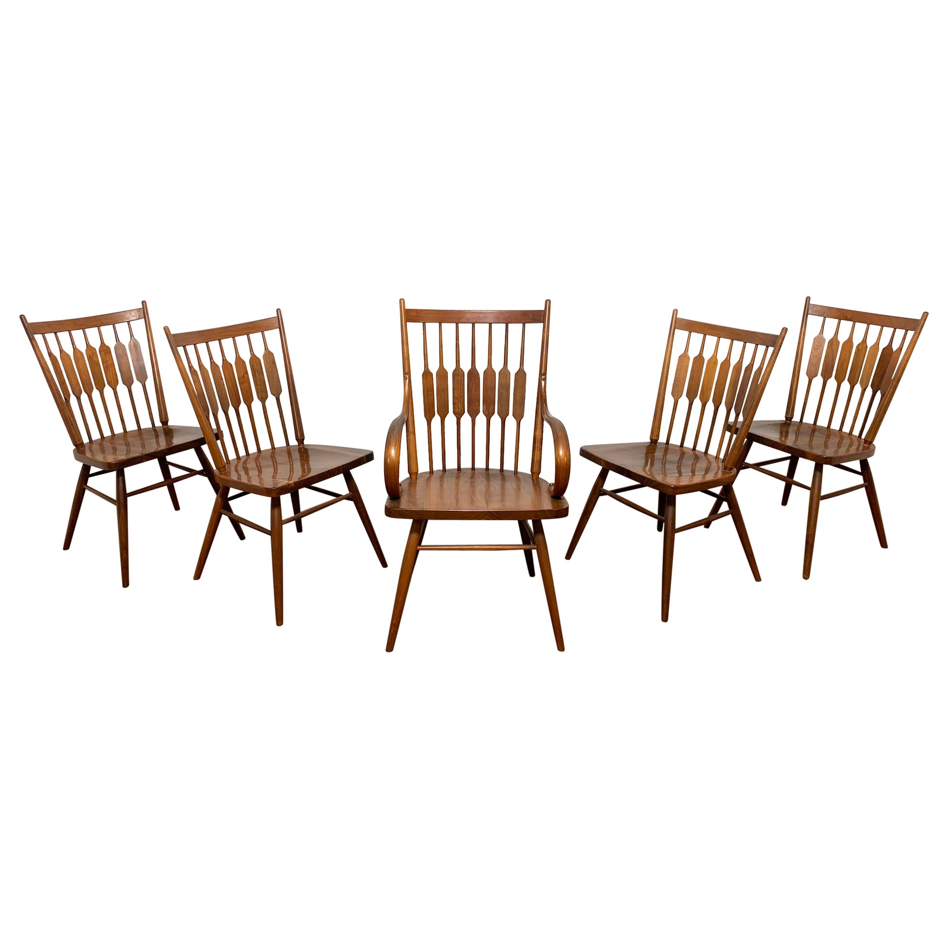 Kipp Stewart Set of Five Centennial Dining Chairs for Drexel Circa 1960s For Sale