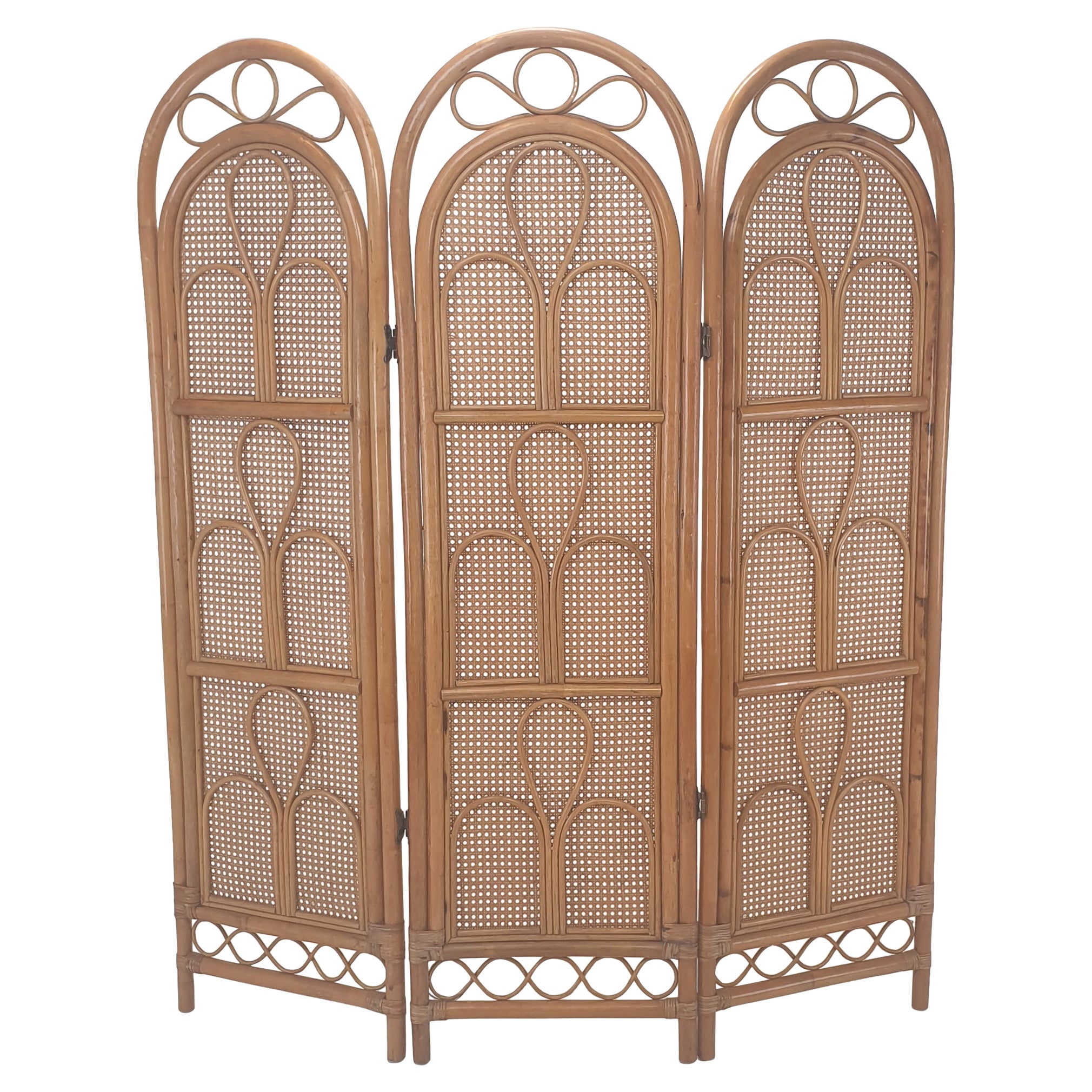 Italian Room Divider in Rattan and Wicker, 1960s For Sale