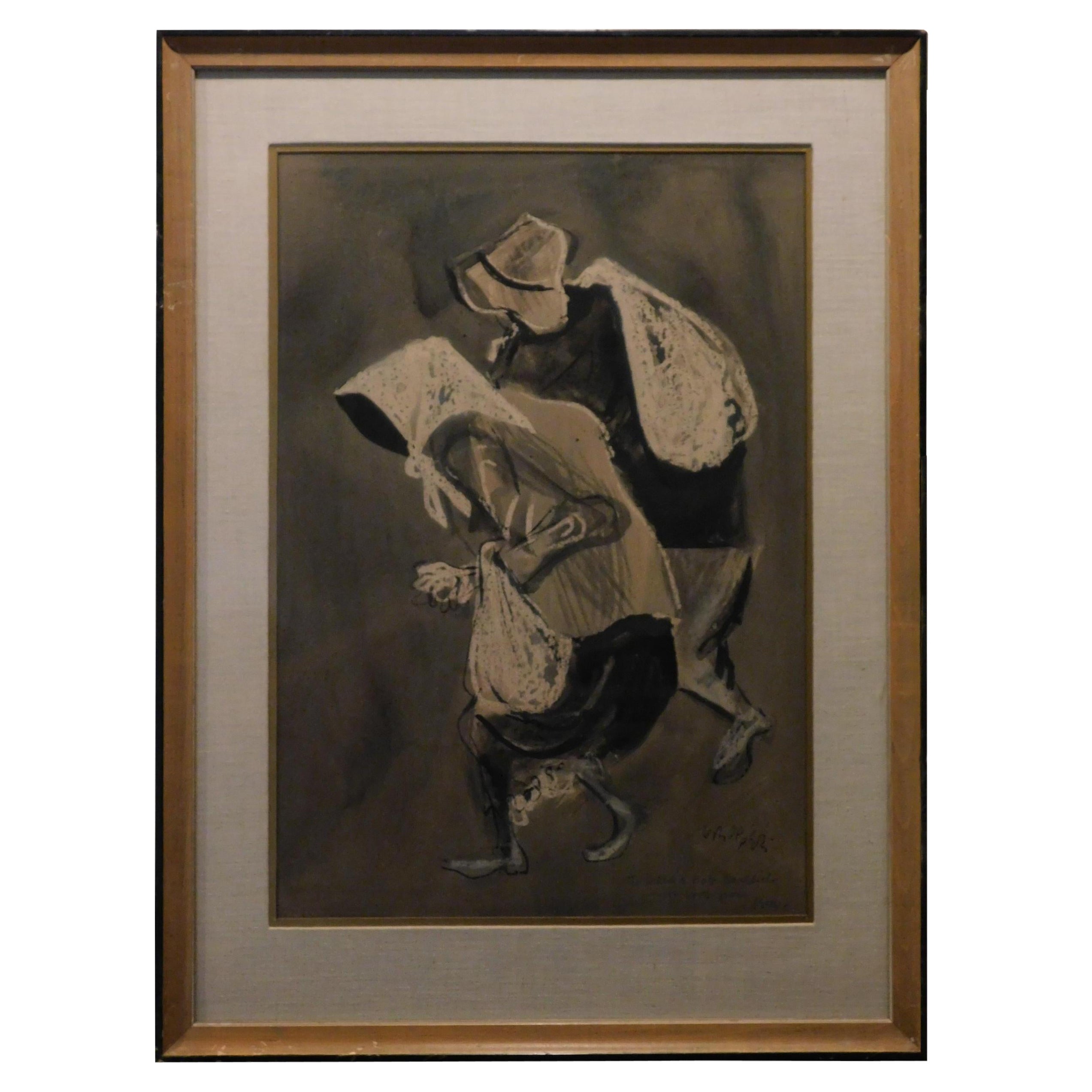 William Gropper Artiste WPA Aquarelle en grisaille, circa 1932- Déraciné en vente