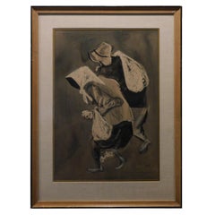 William Gropper Artiste WPA Aquarelle en grisaille, circa 1932- Déraciné