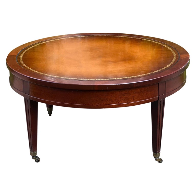 Mid-Century Leather Top Coffee Table on Casters by Mersman For Sale at  1stDibs
