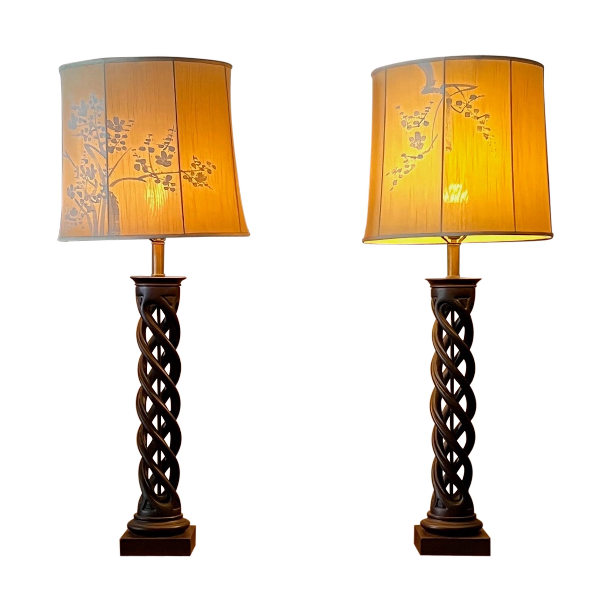 Pair of Frederick Cooper Helix Lamps For Sale