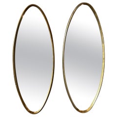 Vintage Gold Gilt Oval Mirrors, a Pair