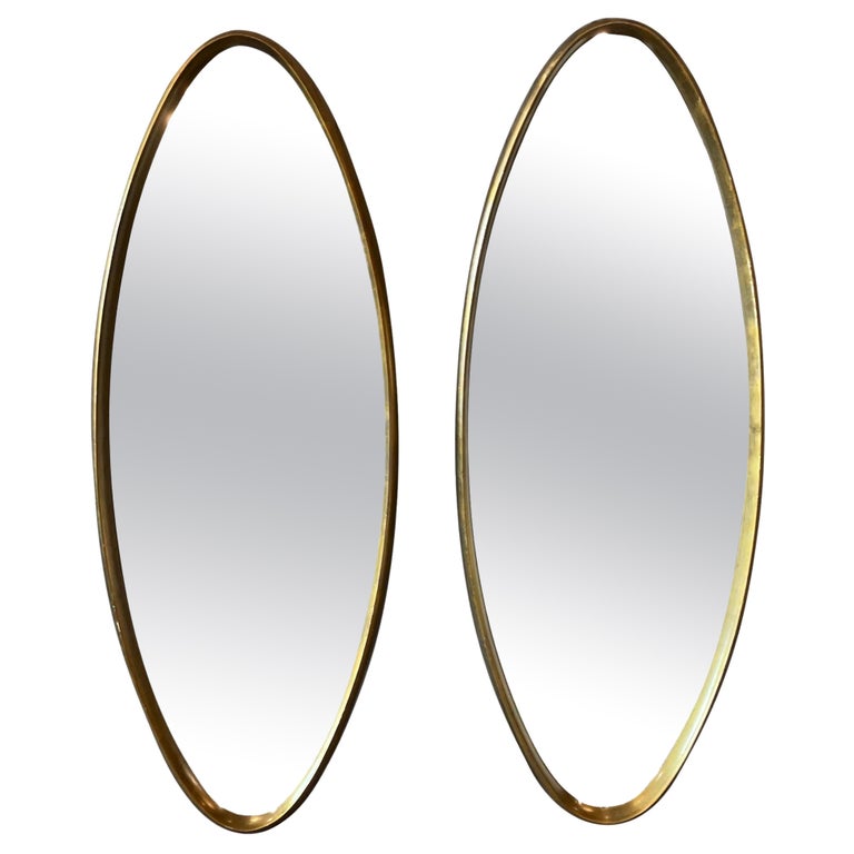 Vintage Gold Gilt Oval Mirrors, a Pair For Sale at 1stDibs
