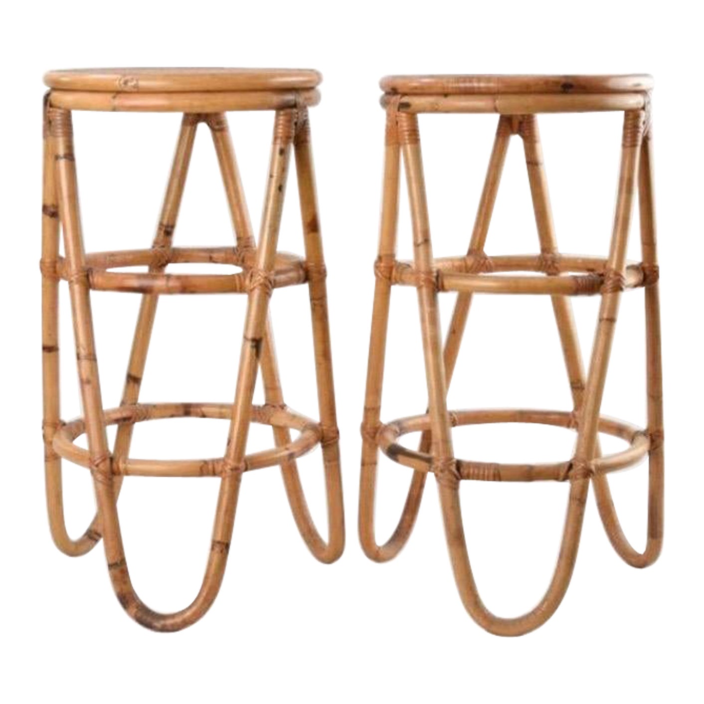Solid Brass Framed Faux Bamboo Bar Stools by La Barge at 1stDibs