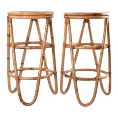Vintage 1950s Bamboo Bar Stools by Rohé Noordwolde