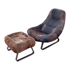 Percival Lafer Suede Earth Lounge Chair and Ottoman