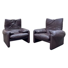 Pair of Maralunga Club Chairs by Vico Magistretti for Cassina