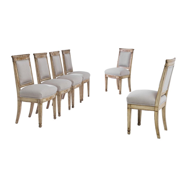 19th Century French Upholstered Dining Chairs, Set of Six at 1stDibs