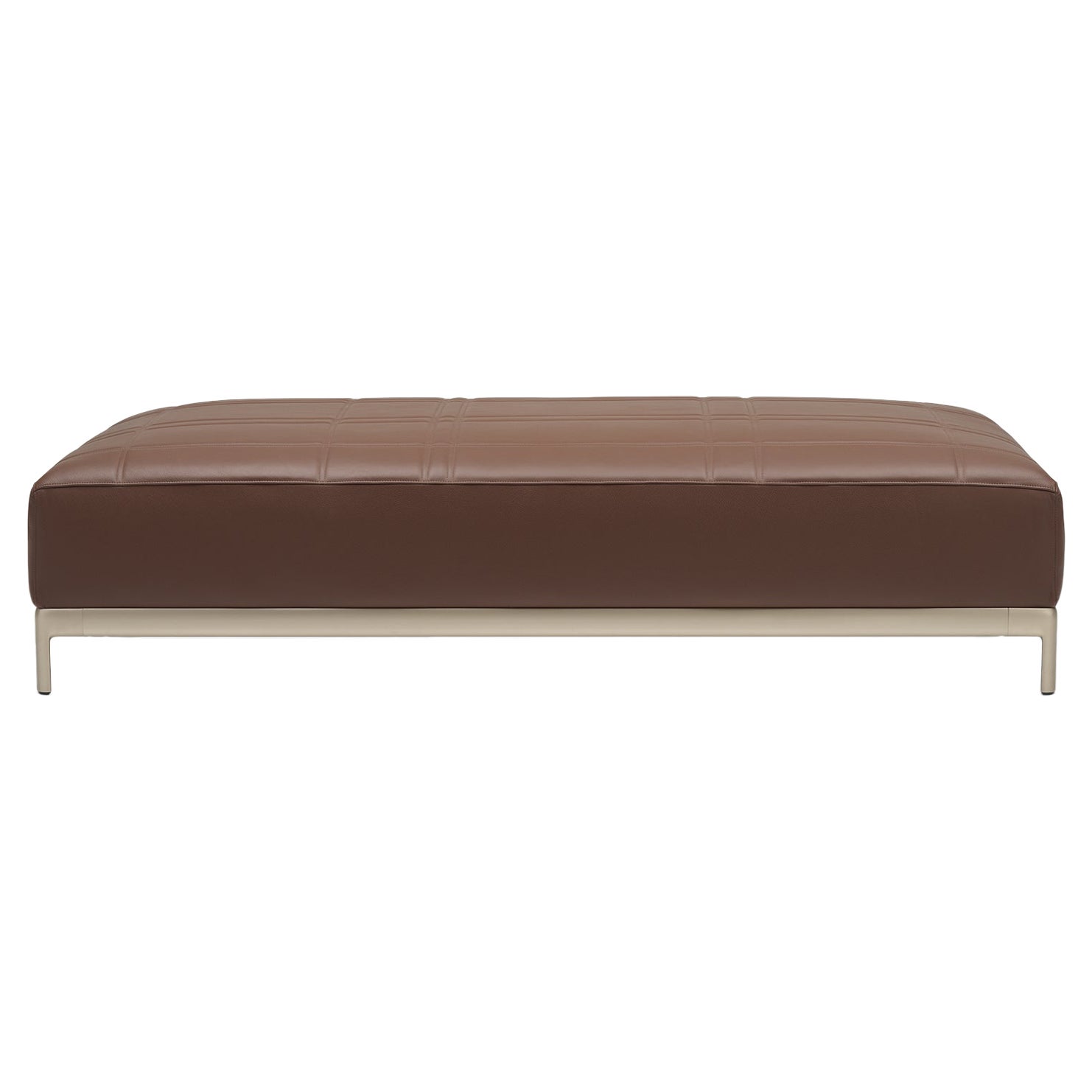 Alias P52 AluZen Soft Bench in Brown Leather Seat and Anodized Gold Frame