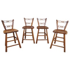 4 Retro Romweber Viking Oak Equestrian Horse Head Bar Counter Stools