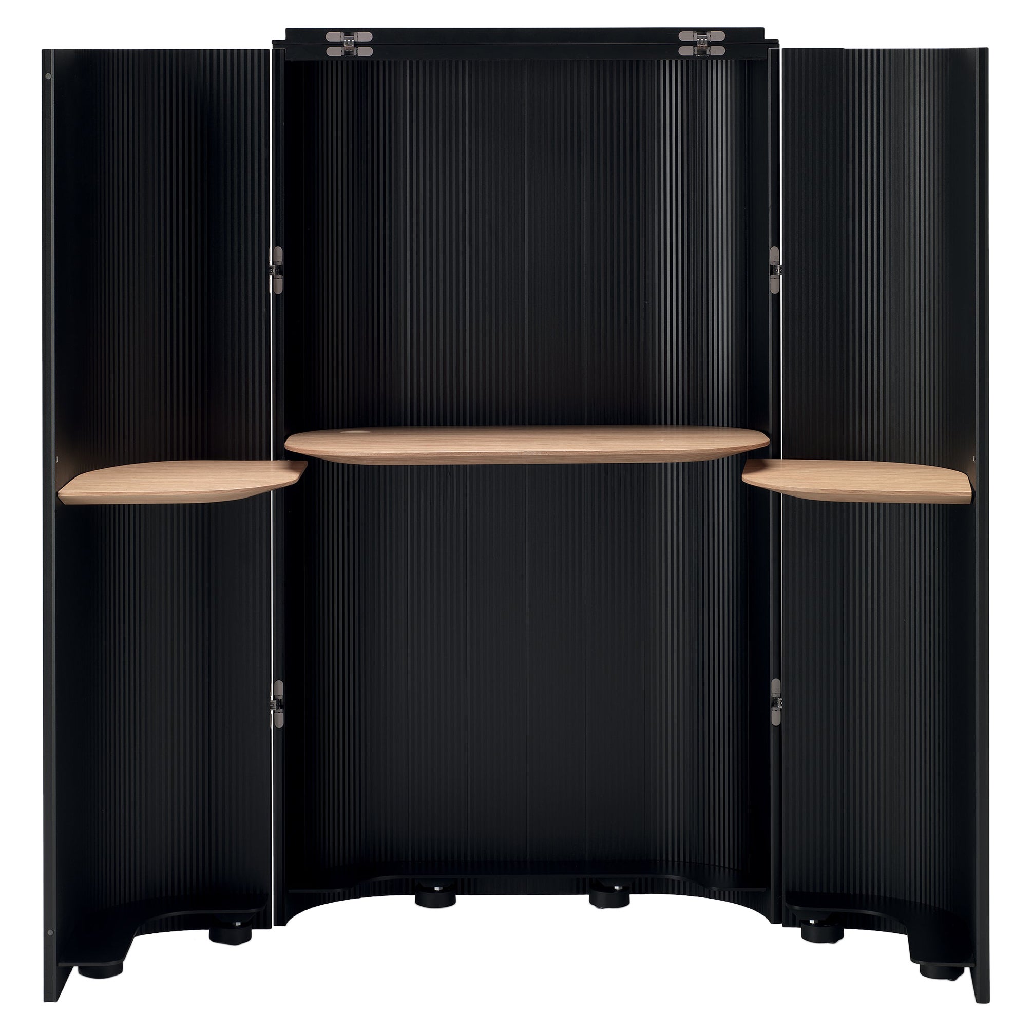 Alias 80N Layout Secrétaire w Lid in Oak Top and Black Lacquered Aluminum Frame For Sale