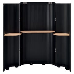 Alias 80N Layout Secrétaire w Lid in Oak Top and Black Lacquered Aluminum Frame