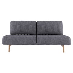 Alias D20 Trigono Zweisitzer-Sofa mit grauer Polsterung und Gestell aus Eiche Natur