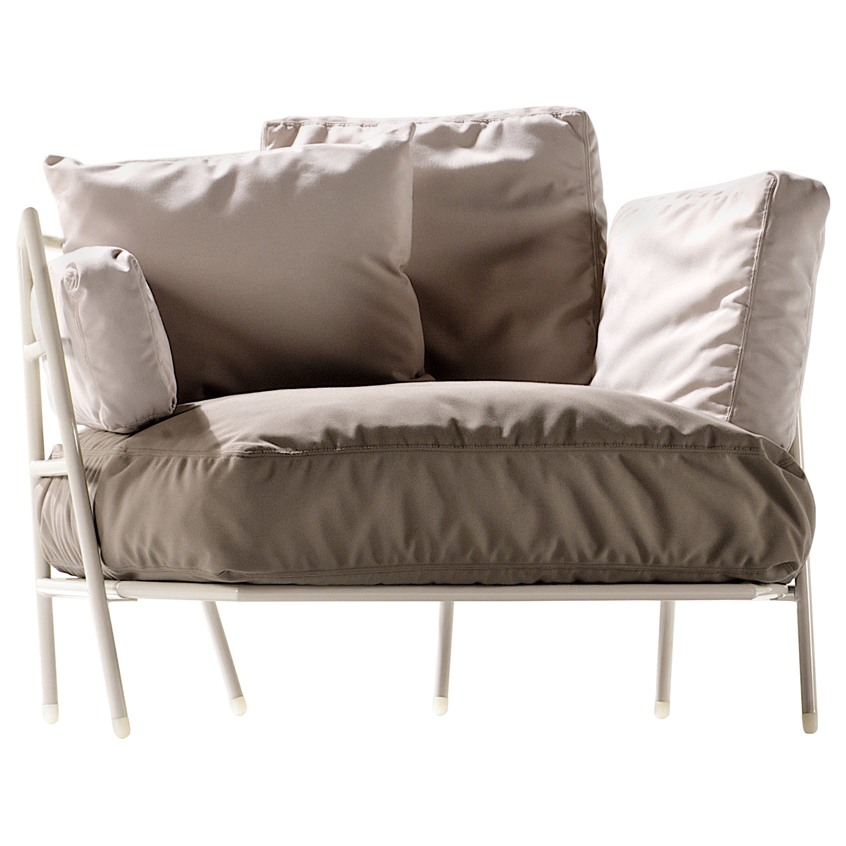 Alias 370_O Dehors Outdoor Armchair with Upholstery and White Lacquered Frame For Sale