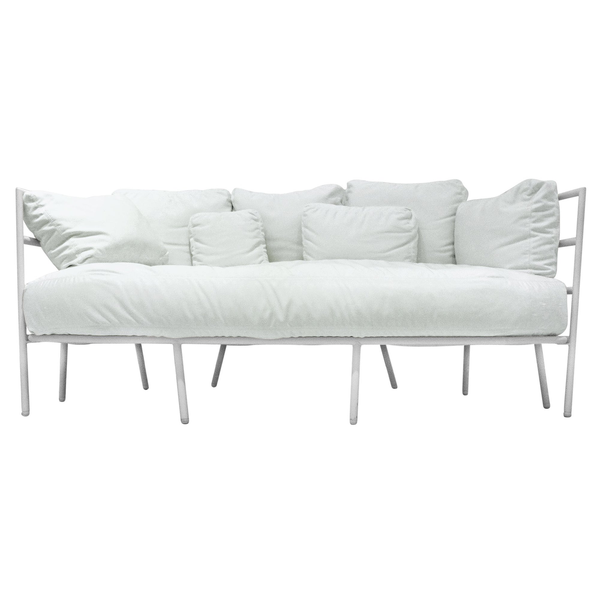 Alias 371_O Dehors Zweisitzer-Sofa für den Außenbereich mit Polsterung und weiß lackiertem Rahmen